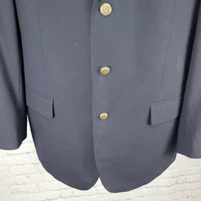 Jos A Bank Navy 100% Wool 3 Button Vented Notch Blazer Sport Coat Size 42R