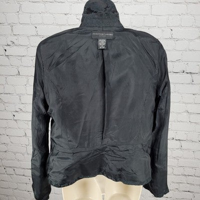 Geoffrey Beene Sport Black Damask Floral Buttoned Notch Blazer Jacket Size 10