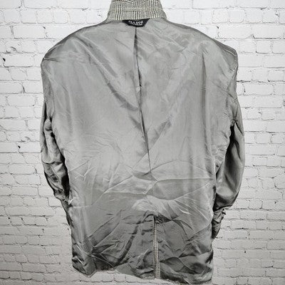 Jos A Bank Black Ivory Wool Cashmere Check 2 Button Notch Blazer Sport Coat 42S