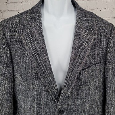 VTG Benchley Ltd Black White 2 Button Vented Notch Blazer Sport Coat USA 42S