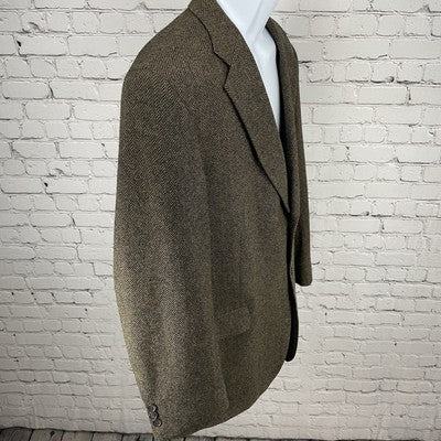 Towncraft Brown Lambswool Herringbone Tweed 2 Button Blazer Sport Coat Size 44R