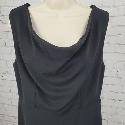 Ann Taylor Black Sleeveless Cowl Neck Lined Stretch Shift Dress Size 10