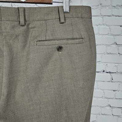 Michael Kors Brown Flat Front Straight Leg Stretch Dress Pants Trousers 36x32