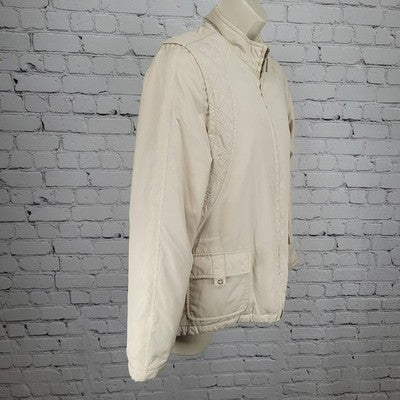 Lyle & Scott Beige Duck Down Insulated Quilted Full Zip Jacket Small S