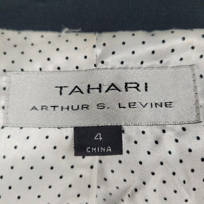 Tahari Black White Trim One Button Ventless Notch Lined Blazer Suit Jacket 4