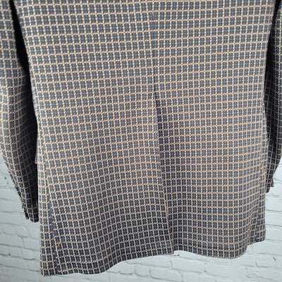VTG USI Brown Blue 2 Button Double Vented Notch Blazer Retro Sport Coat USA 40