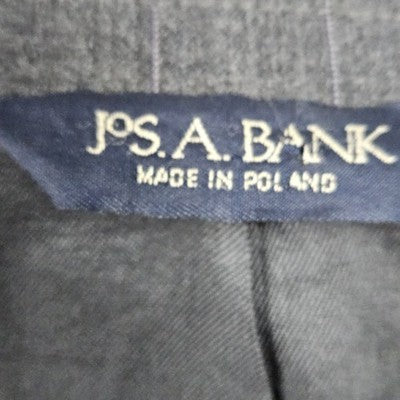 Jos A Bank Grey 100% Wool Executive Pinstriped 2 Button Blazer Sport Coat 46L