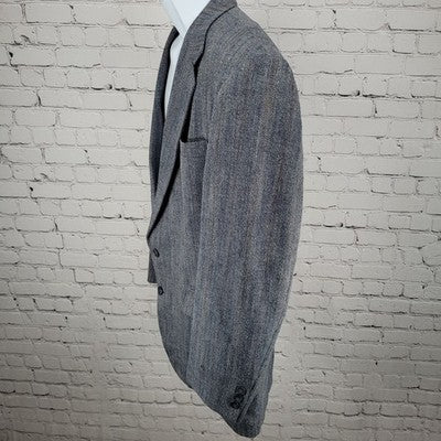 VTG Haggar Imperial Blue Herringbone Gentleman's Fit Blazer USA Made Size 44