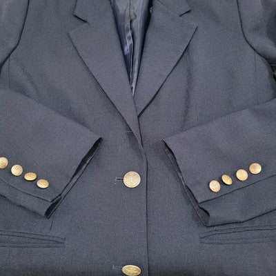 Patchington Navy 2 Metal Button Notch Ventless Blazer Suit Jacket Size 12