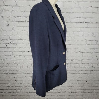 Patchington Navy 2 Metal Button Notch Ventless Blazer Suit Jacket Size 12