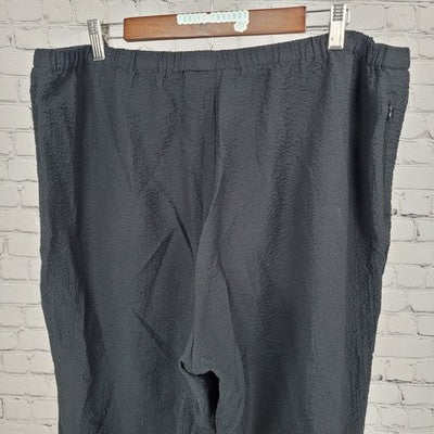 Orvis Black Textured Lightweight High Rise Pull On Straight Leg Pants 36x27.5