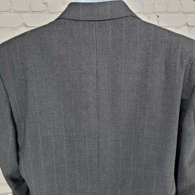 Jack English Grey 100% Wool Pinstriped 2 Button Ventless Blazer Sport Coat 42L