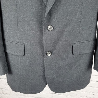 VTG Perlis Grey 100% Wool 2 Button Notch Blazer Sport Coat USA Made Size 42