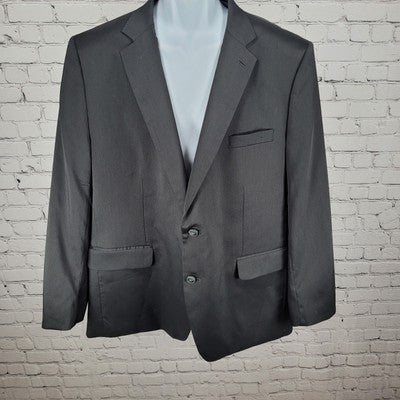 Haggar Black Tailored Fit 2 Button Double Vent Notch Blazer Sport Coat Size 48R