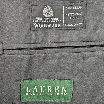 VTG Lauren Ralph Lauren Grey 100% Wool 2 Button Notch Blazer Sport Coat 42R