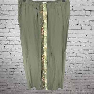 VTG Mozart Green Floral Lightweight Elastic Waist Skirt USA Made Size Small S