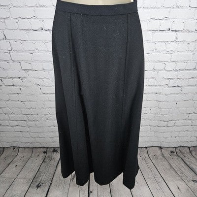 VTG Jones New York Black 100% Wool Midi Skirt Suit 2 Piece Set USA 10/12