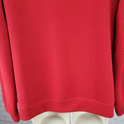 Petite Sophisticate Red Quilted Knit Full Zip Lightweight Unlined Jacket Size PL