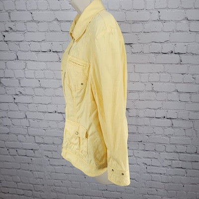 Chico's Yellow Lightweight Full Zip 3/4 Sleeve Jacket Size 2 US 12