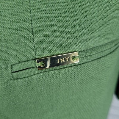 Jones New York Signature Green Linen Blend Open 3/4 Sleeve Blazer Jacket Small S