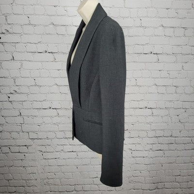 Ann Taylor Grey Hook & Loop Shawl Lapel Lined Stretch Suit Jacket 8