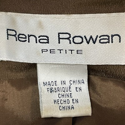 VTG Rena Rowan Brown 100% Silk Lightweight Lined Buttoned Pockets Jacket Size 6P