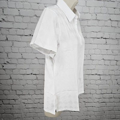 NWT NBC Sports White Diamond Jaquard Short Sleeve Polo Workwear Shirt Large L