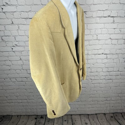 Richman Tan Corduroy 2 Button Vented Blazer Sport Coat Poland Made Size 46L