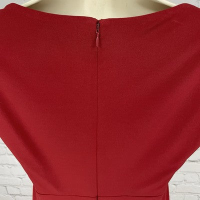 Laundry By Shelli Segal Red Ruched Puff Short Sleeve Stretch Zipped Dress Size 4