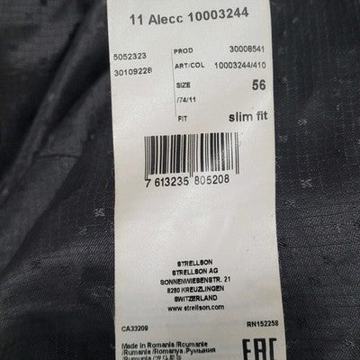Strellson Blue 100% Wool Alecc Slim Fit Birds Eye Blazer Sport Coat 56 US 46