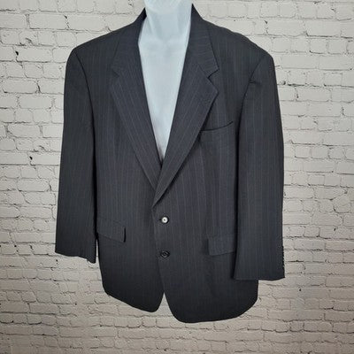 Hart Schaffner Marx Black 100% Wool Softly Tailored Blazer Sport Coat USA 44R