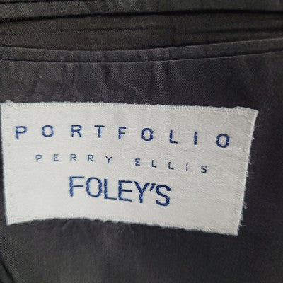 VTG Perry Ellis Portfolio Grey 2 Button Blazer Sport Coat USA Made Size 44L