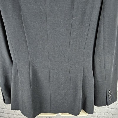 VTG Ann Taylor Black 1 Button Ventless Notch Pockets Blazer Suit Jacket USA 12