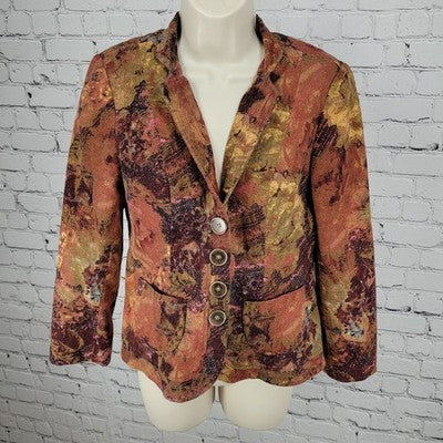 Coldwater Creek Multicolor Cotton Stretch Lightweight Buttoned Jacket Size 6P