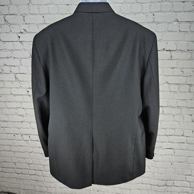 Towncraft Black Worsted Wool Blend 2 Button Vented Notch Blazer Sport Coat 46L