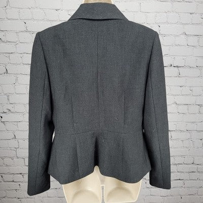 Ann Taylor Grey Hook & Loop Shawl Lapel Lined Stretch Suit Jacket 8