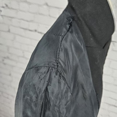 VTG Hucke Black Wool Blend European 2 Button Peak Blazer Suit Jacket 44 US L/XL