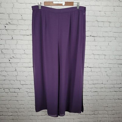 Coldwater Creek Purple High Rise Wide Leg Side Slits Pants Petite 12P (34x27)
