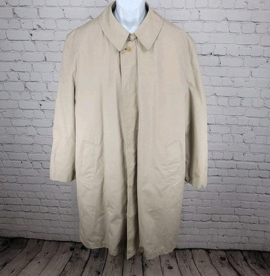 VTG Ballymoor Beige Buttoned Faux Fur Removable Liner Trench Coat Size 44R