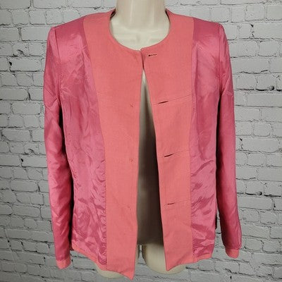 Nicola Pink Buttoned Collarless Lined Formal Suit Jacket Blazer Italy Size 6
