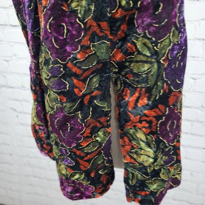 VTG Maren Multicolor Velvety Metallic Floral Toggle Vest USA Made Size Medium M