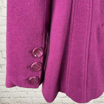 Steve Madden Purple Wool Blend Buttoned Vented Pea Coat Pockets Size Small S