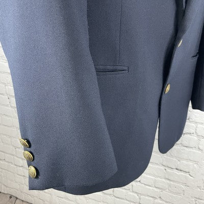 VTG Fabergi Navy 2 Gold Button Blazer Notch Sport Coat Hand Tailored Size 43R