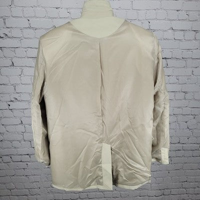 Avenue Beige 3 Button Single Vented Peak Blazer Jacket Size Large L