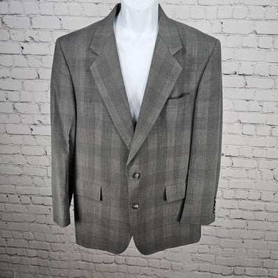 VTG Hart Schaffner Marx Grey Wool Blend Viracle Notch Blazer Sport Coat USA 44R