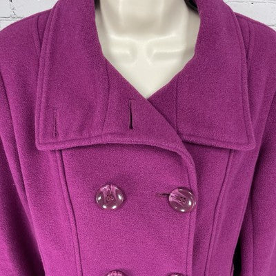 Steve Madden Purple Wool Blend Buttoned Vented Pea Coat Pockets Size Small S
