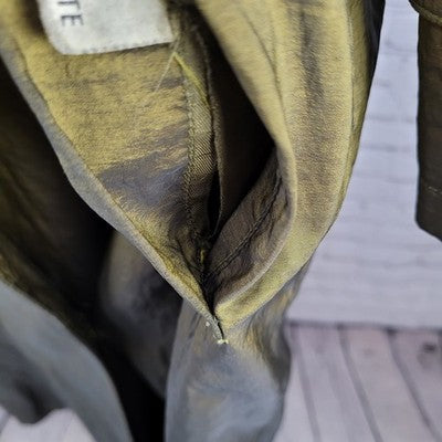 Jones New York Green Sheen Wool Lined Double Breasted Peacoat Trench Coat 8P