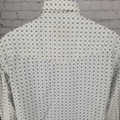 Rafter C White Black Cowboy Collection Pearl Snap Long Sleeve Shirt Medium M