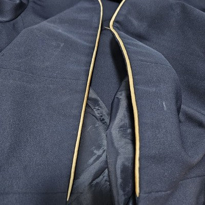 VTG David Bijoux Navy Ivory Trim Buttoned Vented Blazer Suit Jacket USA 16