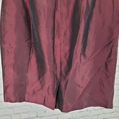 Tahari Dark Red Back Slit Lightweight Lined Straight Pencil Skirt Size 8 (25x19)